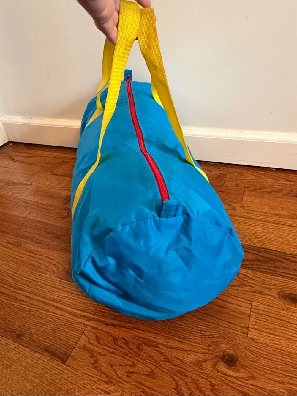 American Apparel Nylon Gym Bag - Blue/Yellow/Red, 2010s